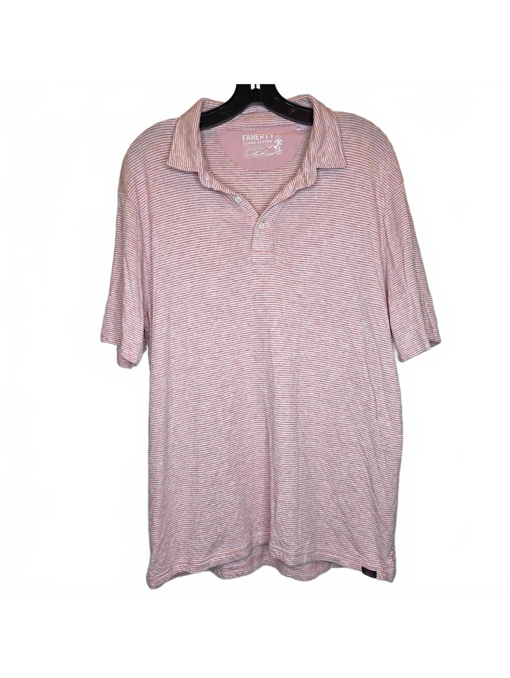 ***SOLD**Cloud Cotton Men's Polo Shirt - Large, Pink Heather Striped Super soft!